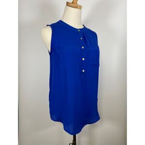 LOFT Cobalt Blue Sleeveless Button Down Tank Top Blouse
